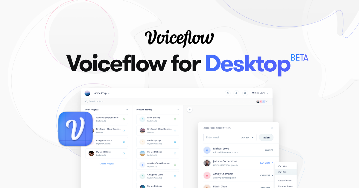 Voiceflow for desktop app - Source: Voiceflow