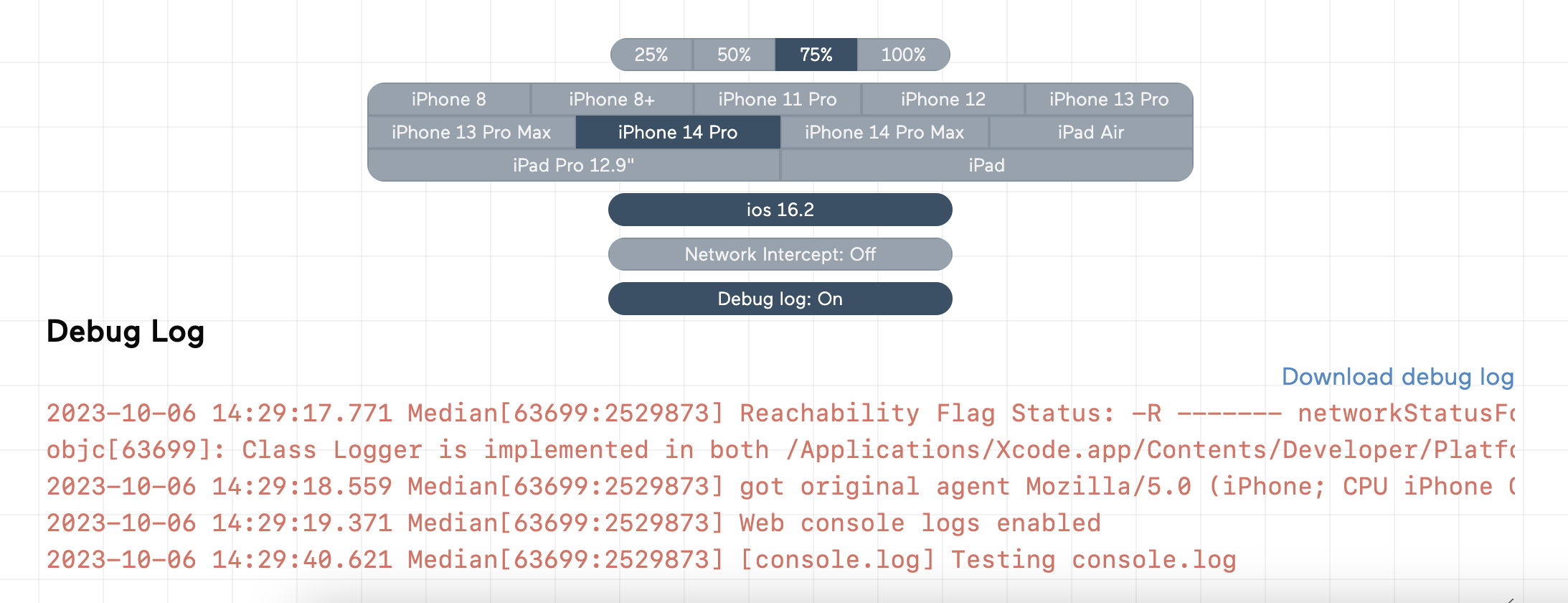 Viewing JavaScript console via Appetize